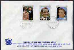 Cook Islands 1973 Royal Wedding perf set of 3 on commemorative cover with first day cancel