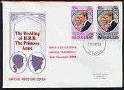 Bermuda 1973 Royal Wedding set of 2 on illustrated cover with first day cancel