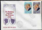 Turks & Caicos Islands 1973 Royal Wedding perf set of 2 on illustrated cover with first day cancel