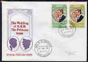 St Kitts-Nevis 1973 Royal Wedding set of 2 on illustrated cover with first day cancel