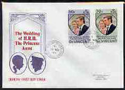 St Vincent 1973 Royal Wedding set of 2 on illustrated cover with first day cancel
