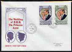 St Vincent 1973 Royal Wedding set of 2 on illustrated cover with first day cancel