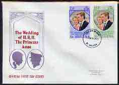 St Helena 1973 Royal Wedding perf set of 2 on illustrated cover with first day cancel