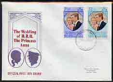 Tristan da Cunha 1973 Royal Wedding perf set of 2 on illustrated cover with first day cancel