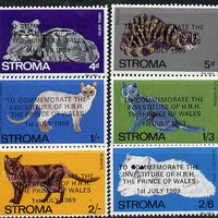 Stroma 1969 Cats perf set of 6 opt'd for Investiture of Prince of Wales unmounted mint* . NOTE - this item has been selected for a special offer with the price significantly reduced