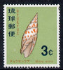 Ryukyu Islands 1967 Sea Shell (3c Mitre Shell) unmounted mint SG 192*
