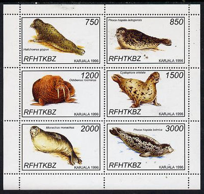 Karjala Republic 1997 Seals perf sheetlet containing complete set of 6 unmounted mint