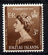 Tokelau 1953 Coronation 3d brown unmounted mint SG 4*