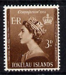 Tokelau 1953 Coronation 3d brown unmounted mint SG 4*