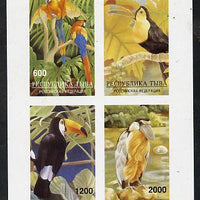 Touva 1997 Tropical Birds (Parrots, etc) imperf sheetlet containing complete set of 4 values mounted mint