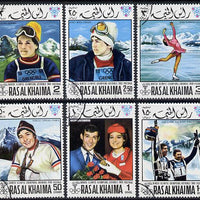 Ras Al Khaima 1968 Grenoble Winter Olympics perf set of 6 cto used, Mi 253A-258A*