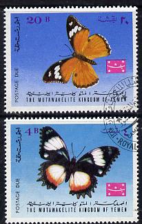 Yemen - Royalist 1968 Postage Due set of 2 Butterflies (4B & 20B)) cto used, Mi 451 & 453*
