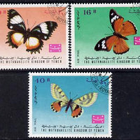 Yemen - Royalist 1968 Butterflies Air Mail set of 3 cto used, Mi 448-50*