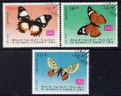 Yemen - Royalist 1968 Butterflies Air Mail set of 3 cto used, Mi 448-50*