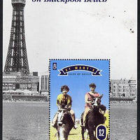 St Mary's (Isles Of Scilly) 1995 35th Anniversary of Coronation Street perf souvenir sheet (Donkey Rides on Blackpool Beach) £2 value unmounted mint