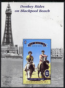 St Mary's (Isles Of Scilly) 1995 35th Anniversary of Coronation Street perf souvenir sheet (Donkey Rides on Blackpool Beach) £2 value unmounted mint