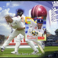 St Thomas & Prince Islands 2004 Cricket - Marcus Trescothick imperf souvenir sheet unmounted mint. Note this item is privately produced and is offered purely on its thematic appeal
