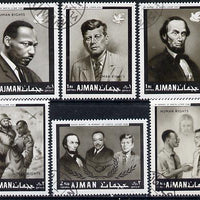 Ajman 1968 Human Rights (Kennedy, Lincoln & Martin Luther King) perf set of 6 cto used (Mi 289-94A)