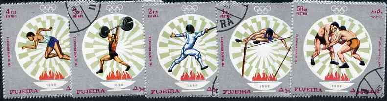 Fujeira 1971 Munich Olympics perf set of 5 cto used (Mi 673-77A)