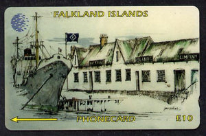 Telephone Card - Falkland Islands £10 'phone card showing the 'Darwin' in harbour