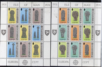 Isle of Man 1978 Europa (Sculpture) set of 2 sheetlets of 9 (each containing 3 se-tenant strips of 3) unmounted mint as SG 133-38