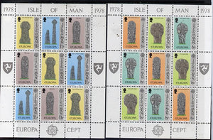 Isle of Man 1978 Europa (Sculpture) set of 2 sheetlets of 9 (each containing 3 se-tenant strips of 3) unmounted mint as SG 133-38