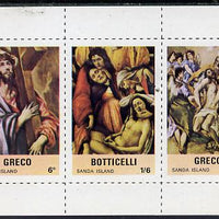 Sanda Island 1968 Easter, Religious Paintings m/sheet containing set of 3 (rouletted) unmounted mint