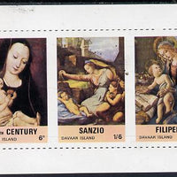 Davaar Island 1968 Christmas, Religious Paintings m/sheet containing set of 3 (vertical roulettes omitted) unmounted mint