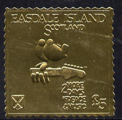 Easdale 1994 Woodstock 25th Anniversary £5 design in gold foil (perf) unmounted mint