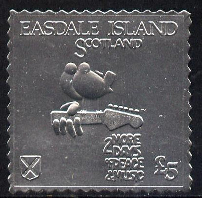 Easdale 1994 Woodstock 25th Anniversary £5 design in silver foil (perf) unmounted mint