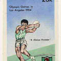 Nigeria 1984 Los Angeles Olympic Games - original hand-painted artwork for 25k value (Discus) by NSP&MCo Staff Artist Clement O Ogbebor, on card 5" x 9" endorsed B5