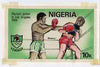Nigeria 1984 Los Angeles Olympic Games - original hand-painted artwork for 10k value (Boxers) by NSP&MCo Staff Artist Clement O Ogbebor, on card 8.5" x 5" without endorsements