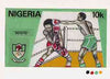 Nigeria 1984 Los Angeles Olympic Games - original hand-painted artwork for 10k value (Boxers) by NSP&MCo Staff Artist Samuel A M Eluare, on card 8.5" x 5" endorsed A5
