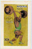 Nigeria 1984 Los Angeles Olympic Games - original hand-painted artwork for 30k value (Weightlifting) by Francis Nwaije Isibor, on card 5" x 8.5" endorsed C1