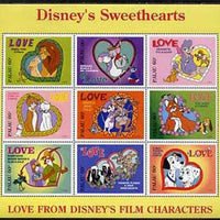 Palau 1996 Disney Sweethearts sheetlet containing set of 9 x 60c values unmounted mint, SG 1001-09