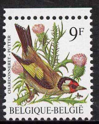 Belgium 1985-90 Birds #1 Goldfinch 9f unmounted mint, SG 2853*