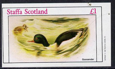 Staffa 1982 Goosander imperf souvenir sheet (£1 value) unmounted mint