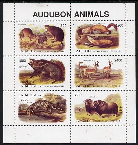 Abkhazia 1996 Audubon Animals perf sheetlet containing 6 values unmounted mint