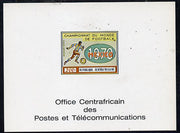 Central African Republic 1970 Football World Cup deluxe die proof of 200f on glossy card, as SG 225