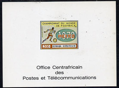 Central African Republic 1970 Football World Cup deluxe die proof of 200f on glossy card, as SG 225