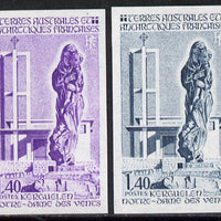 French Southern & Antarctic Territories 1983 Church of Our Lady of The Winds 1f40 (Statue of Virgin & Child) two different Imperf colour trial proofs unmounted mint, as SG 171