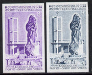 French Southern & Antarctic Territories 1983 Church of Our Lady of The Winds 1f40 (Statue of Virgin & Child) two different Imperf colour trial proofs unmounted mint, as SG 171
