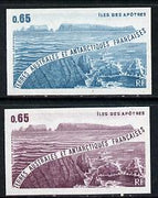 French Southern & Antarctic Territories 1983 Apostles Islands two different Imperf colour trial proofs unmounted mint, as SG 170