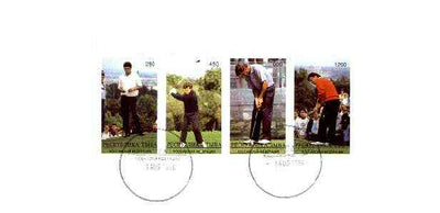 Touva 1996 Golf Players perf set of 4 values on cover with first day of issue cancel