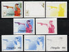 Mongolia 1996 Atlanta Olympics 60t (Pistol Shooting) set of 7 imperf progressive proofs comprising the 5 individual colours plus 2 and 3-colour composites unmounted mint