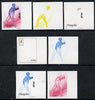 Mongolia 1996 Atlanta Olympics 50t (Gymnastics) set of 7 imperf progressive proofs comprising the 5 individual colours plus 2 and 3-colour composites unmounted mint
