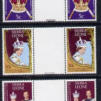 Sierra Leone 1978 Coronation 25th Anniversary set of 3 gutter pairs (SG 601-3) unmounted mint