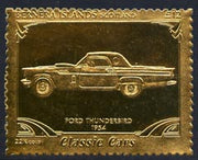 Bernera 1985 Classic Cars - 1954 Ford Thunderbird £12 value perforated & embossed in 22 carat gold foil unmounted mint