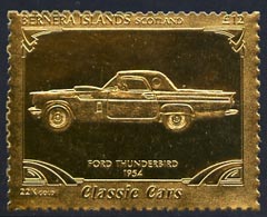 Bernera 1985 Classic Cars - 1954 Ford Thunderbird £12 value perforated & embossed in 22 carat gold foil unmounted mint