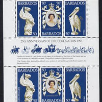 Barbados 1978 Coronation 25th Anniversary sheetlet (QEII & Pelican) SG 597a unmounted mint